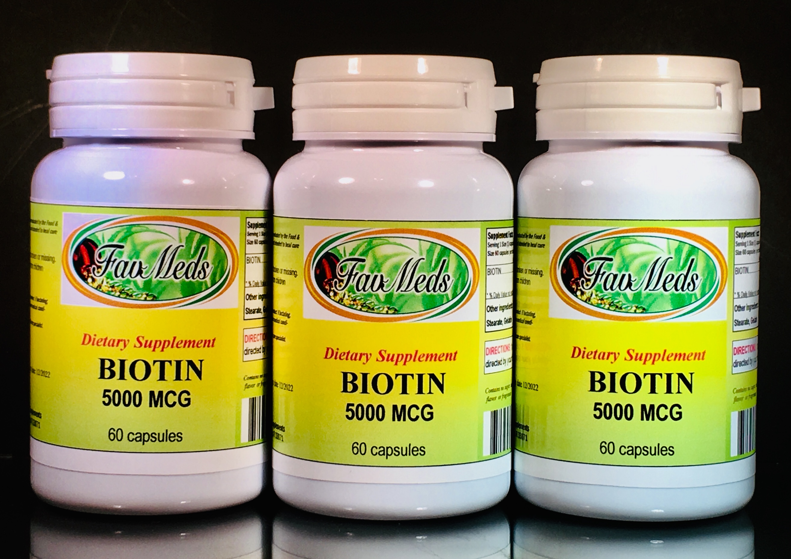 Biotin 5000 mcg, Vitamin H - 180 (3x60) capsules